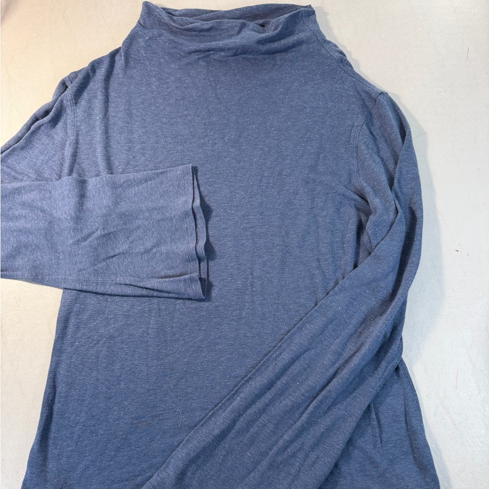 lululemon Lululinen Heathered Blue Lightweight Long Sleeve Mock Neck Top 6